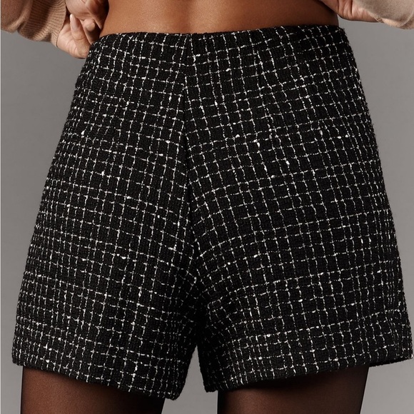 NWT new 12 fits 10 Anthropologie Maeve tweed skort shorts skirt black white - Picture 9 of 17
